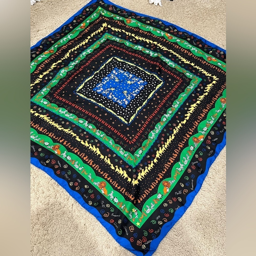 VINTAGE SILK SCARF, CHILDRENS ART PROJECT, WHIMSICAL ARTSY: